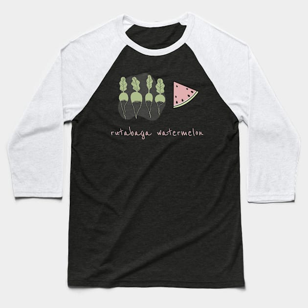 Rutabaga Watermelon Baseball T-Shirt by Batcat Apparel